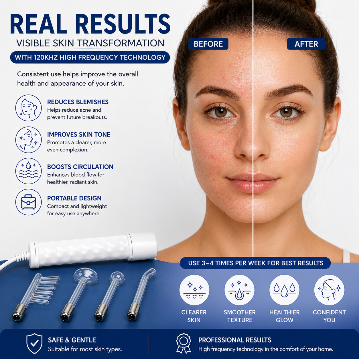 High Frequency Facial Wand Machine Acne Anti Aging Hair Scalp Care Set