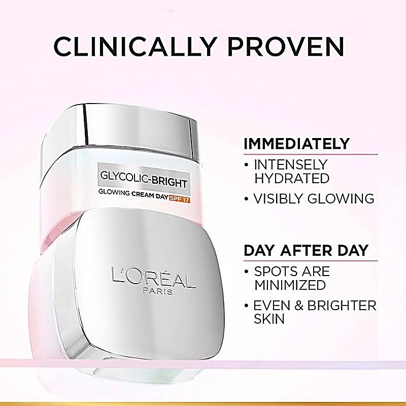 L’Oreal Paris Glycolic Bright Day Cream SPF 17 Dark Spot Brightening 50ml
