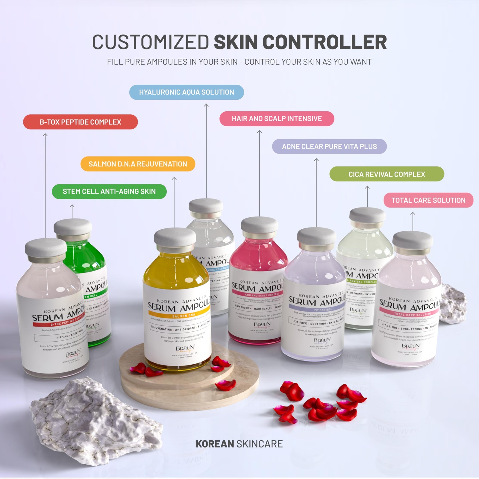 Brüun Brun Advance Microneedling Korean Serum – 4 Different Booster Ampule Kit