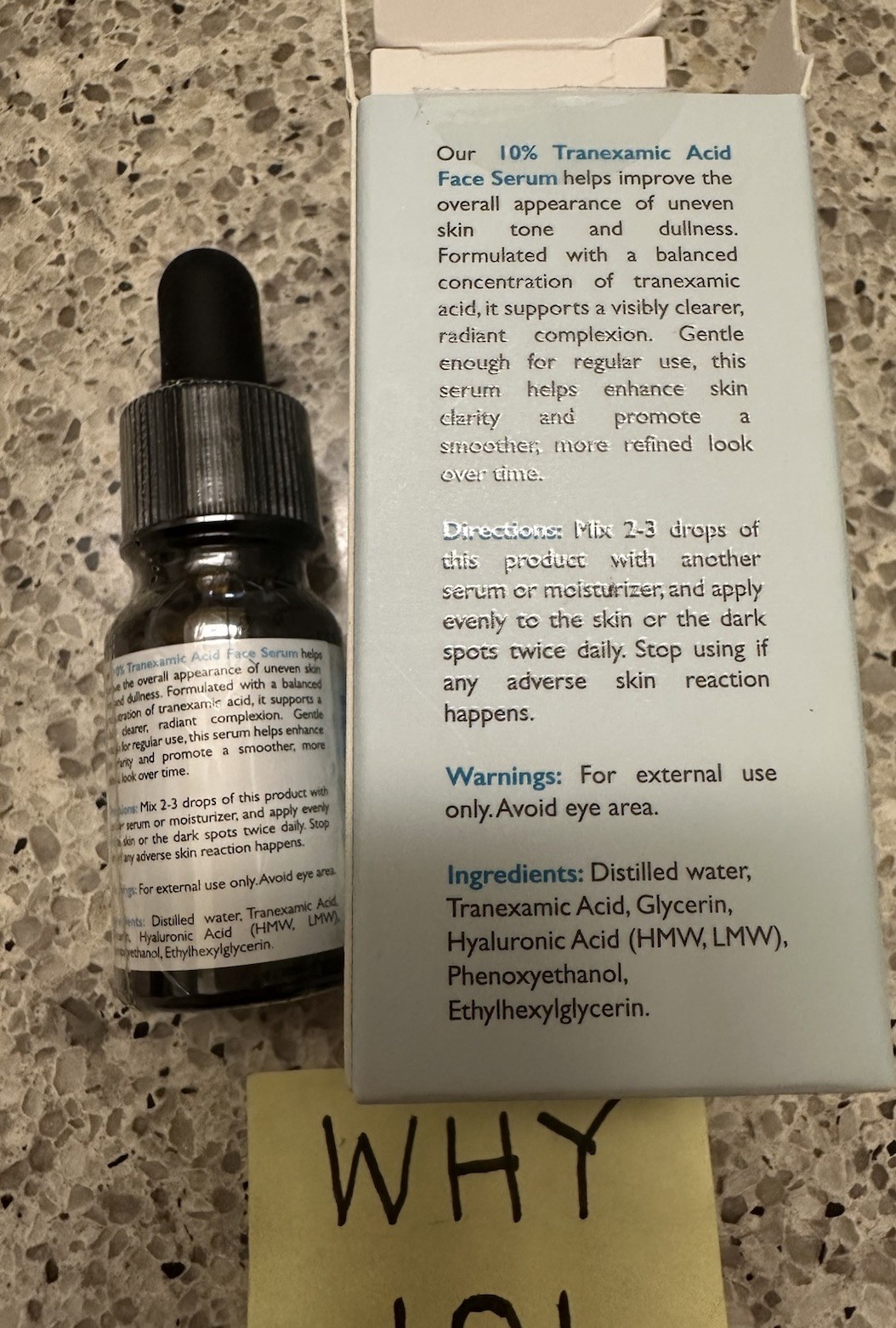 Omic Skincare 10% Tranexamic Acid Face Serum .33oz/10mL EXP 11/2030 TRAVEL SZ