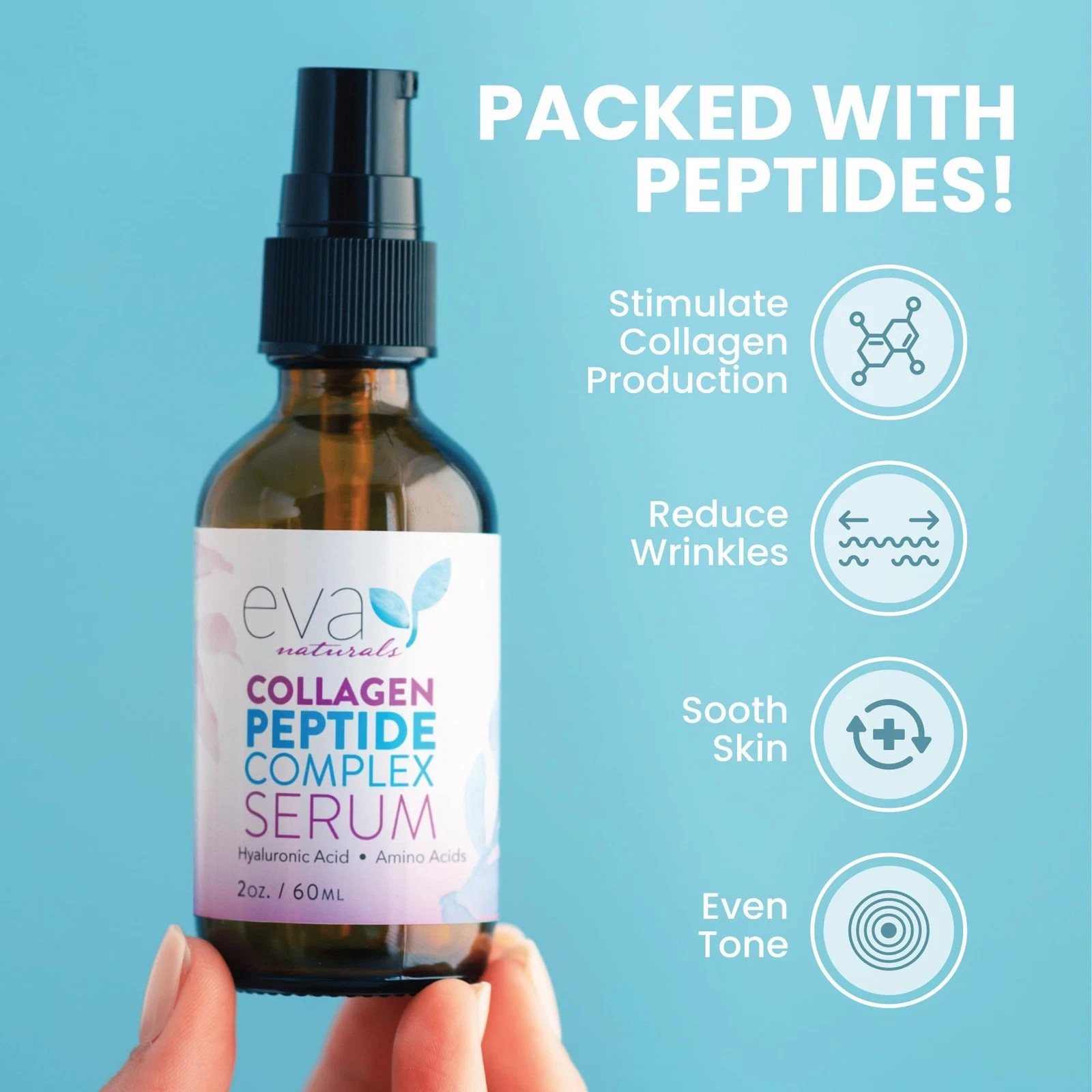 Collagen Peptide Complex Serum by Eva Naturals (2 oz) – Best Anti-Aging Face