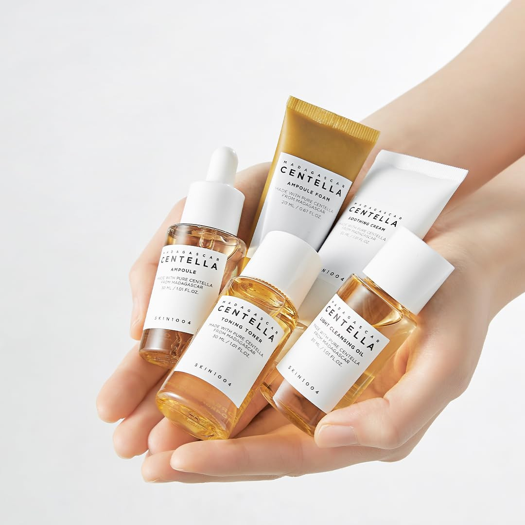 SKIN1004 Madagascar Centella Travel Kit, Toner, Ampoule, Soothing Cream, Cleansi