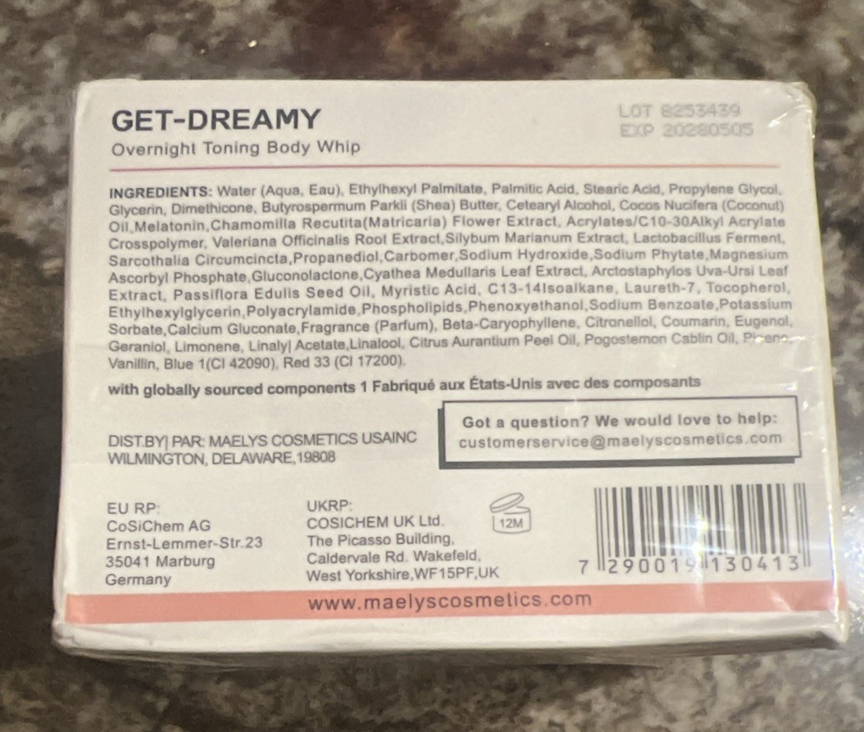 MAELYS GET-DREAMY Overnight Toning Body Whip 6.8 oz / 200 ml New in Box