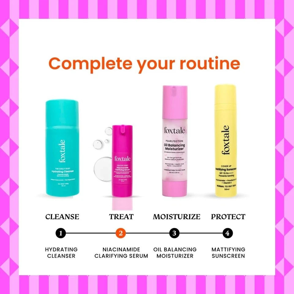 Foxtale 12% Niacinamide Face Serum Brightening Oil Control for Women & Men 30ml