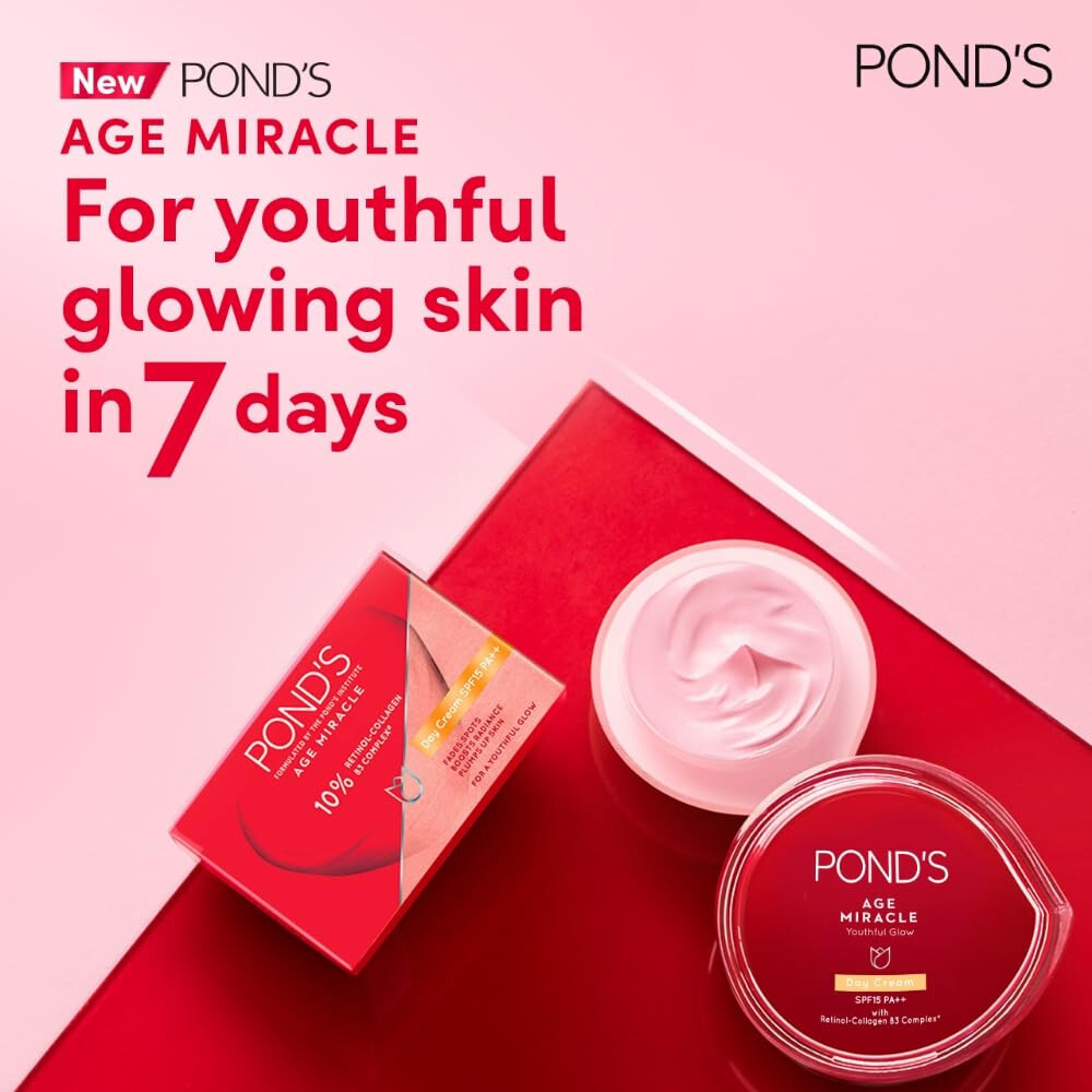 Pond’s Age Miracle Youthful Glow Day Cream with SPF 15 PA++Anti-Ageing Cream 50g