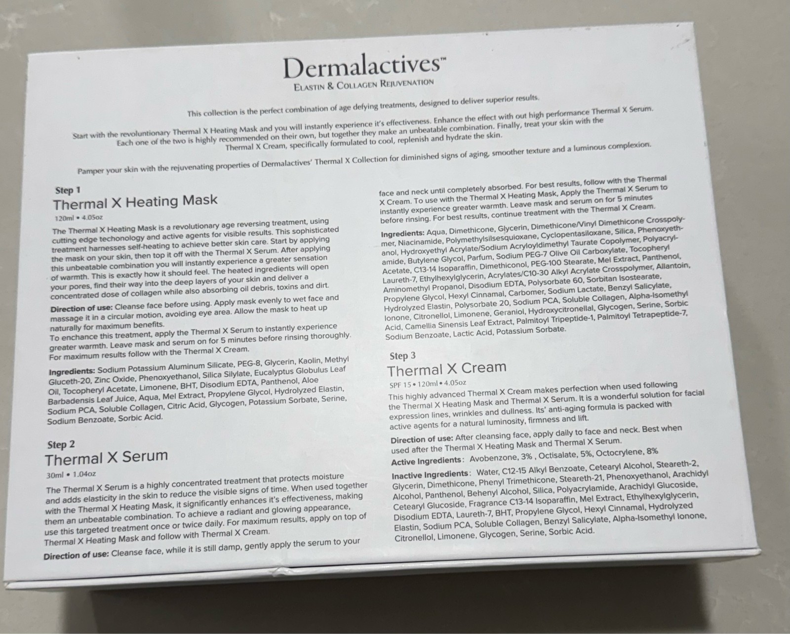 Dermalactives Thermal X Face Lift Treatment Kit Elastin & Collagen Rejuvenation