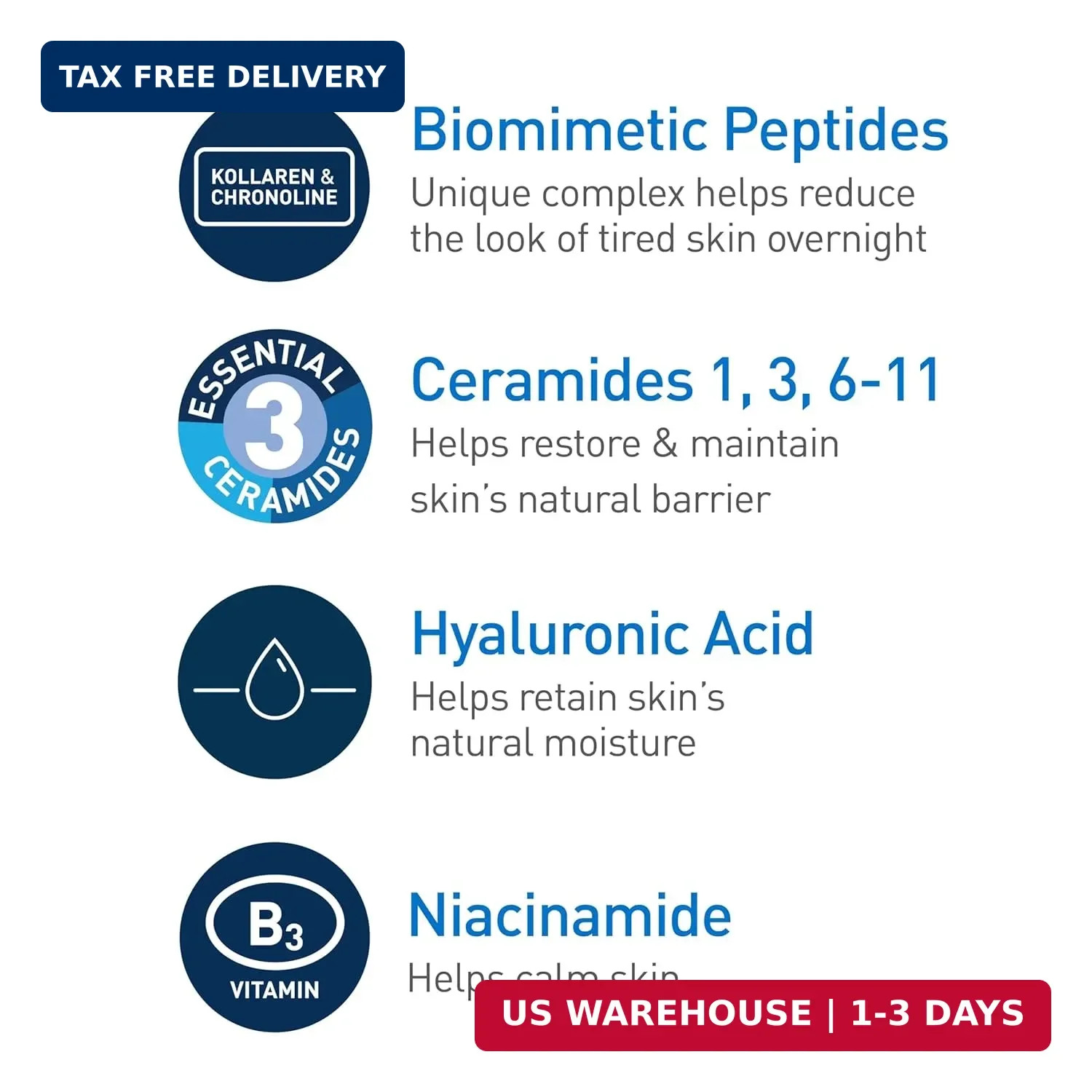 CeraVe Skin Renewing Night Cream, Peptide Complex, Hyaluronic Acid & Ceramide Mo