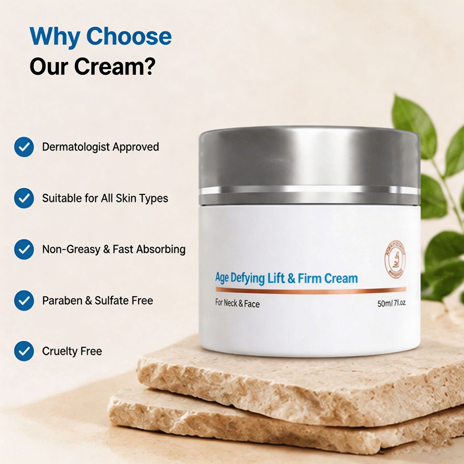 Age Defying Lift Firm Cream For Neck Face Body Anti Aging Moisturizer 50ml
