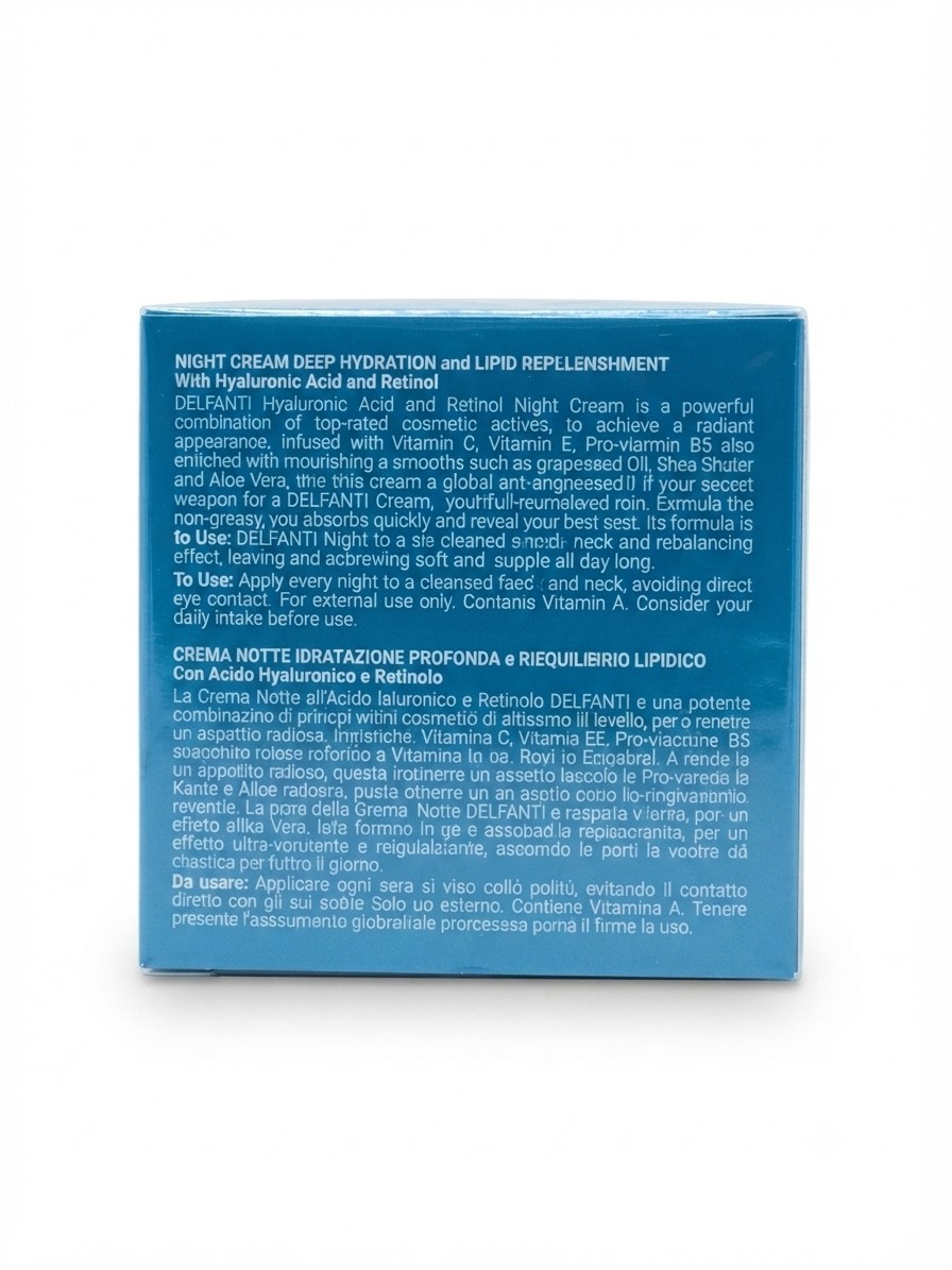 Delfanti Milano Hyaluronic Acid and Retinol Night Cream Deep Hydration 1.7oz
