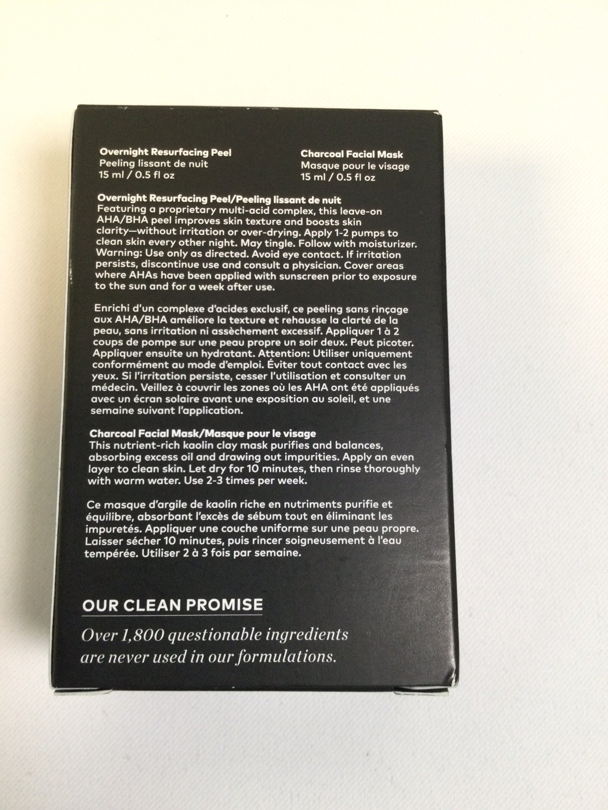 BEAUTYCOUNTER Think Clean Welcome Set Overnight Peel/Charcoal Face Mask 15ml