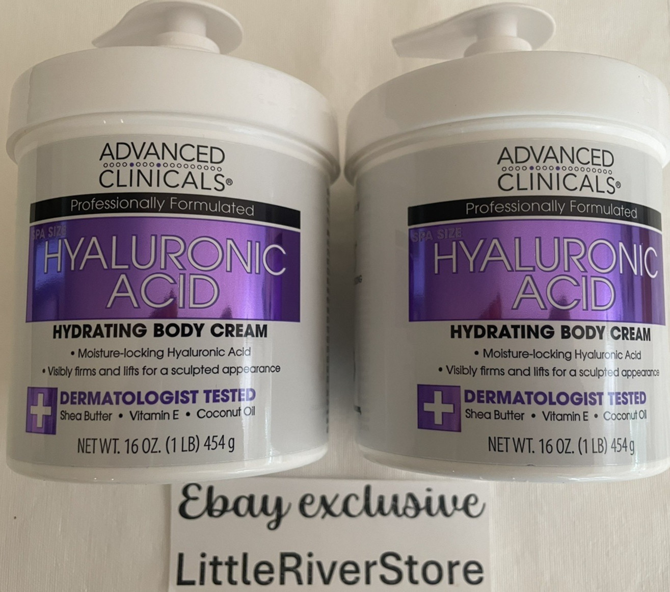 2 Pack! Advanced Clinicals Spa Size Hyaluronic Acid Cream Skin Hydrating 2 lbs