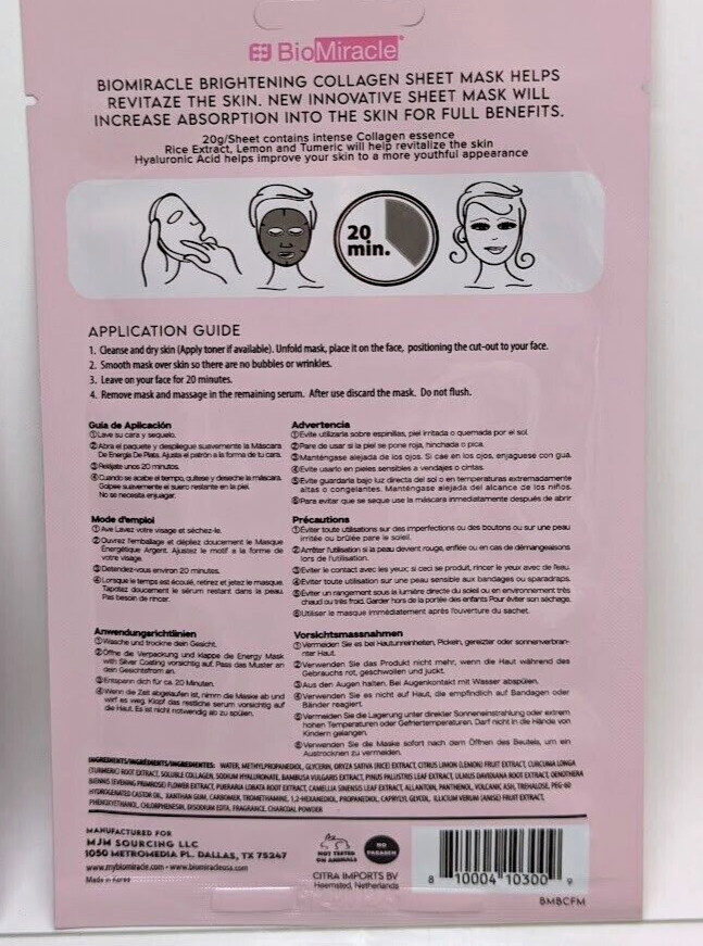 10ct BioMiracle Korean Skin Firming Hydrating Collagen Face Mask Reduce Wrinkle