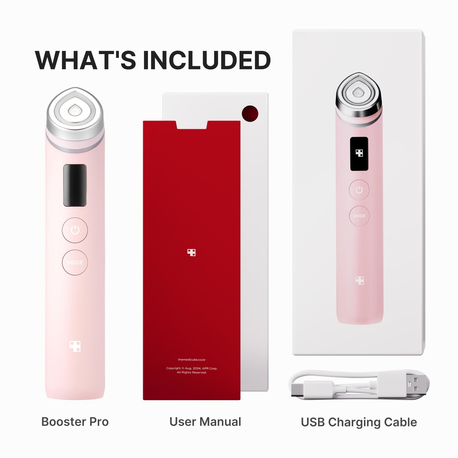 Medicube Age-R Booster Pro Pink 6-In-1 Real Glass Glow Beauty Massager Looking