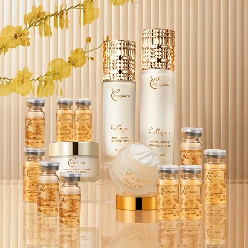 COMPLETE COLLAGEN SKIN CARE KIT HYDRATING FIRMING TONER SERUM EYE CREAM LOTION