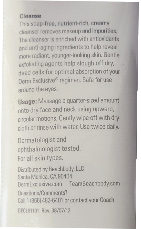 Derm Exclusive Facial Cleanser, Large Tube 6 oz, Sealed, See Description Below