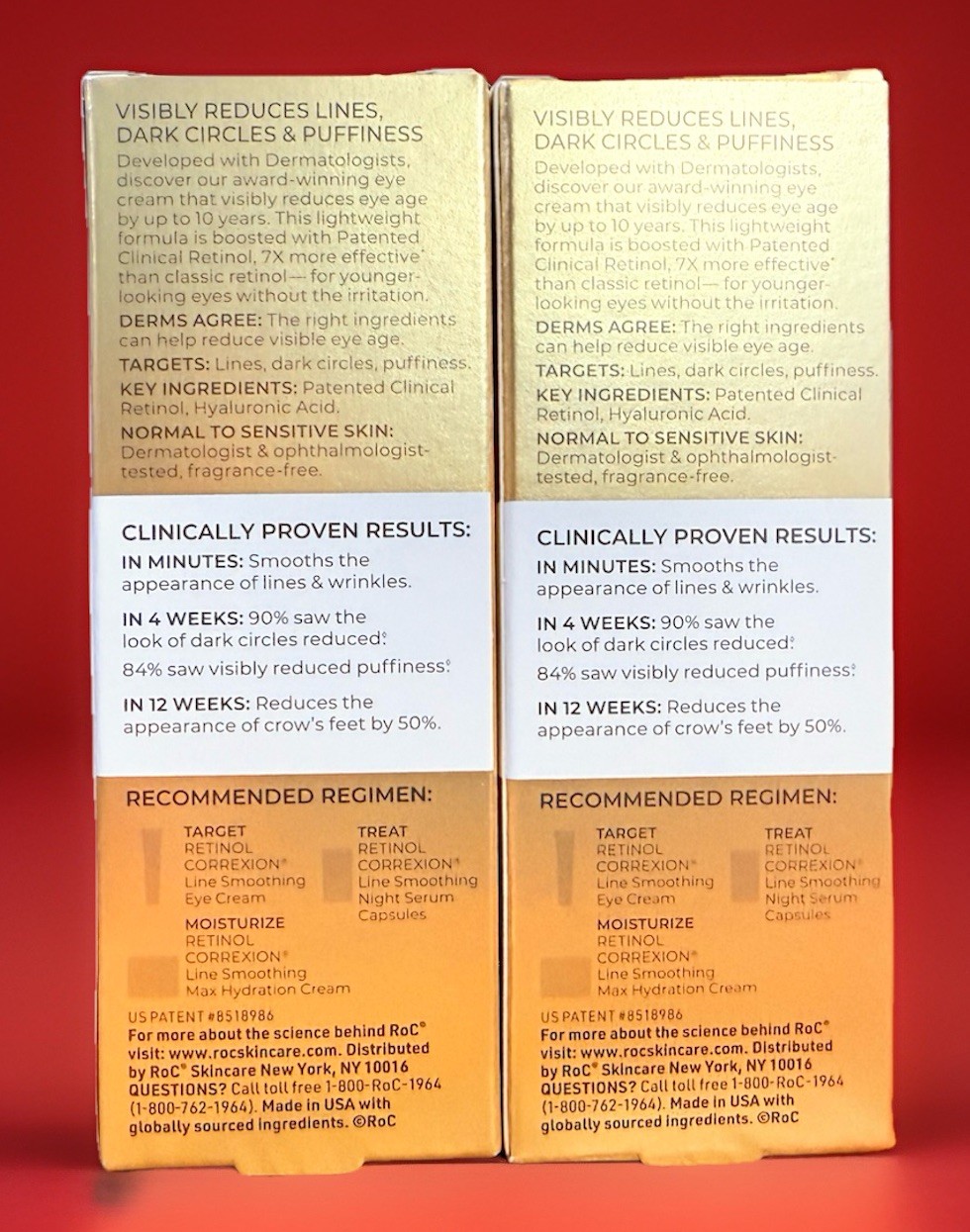 2 Pack ROC Retinol Correxion Line Smoothing Anti-Aging Eye Cream 0.5 Fl Oz New
