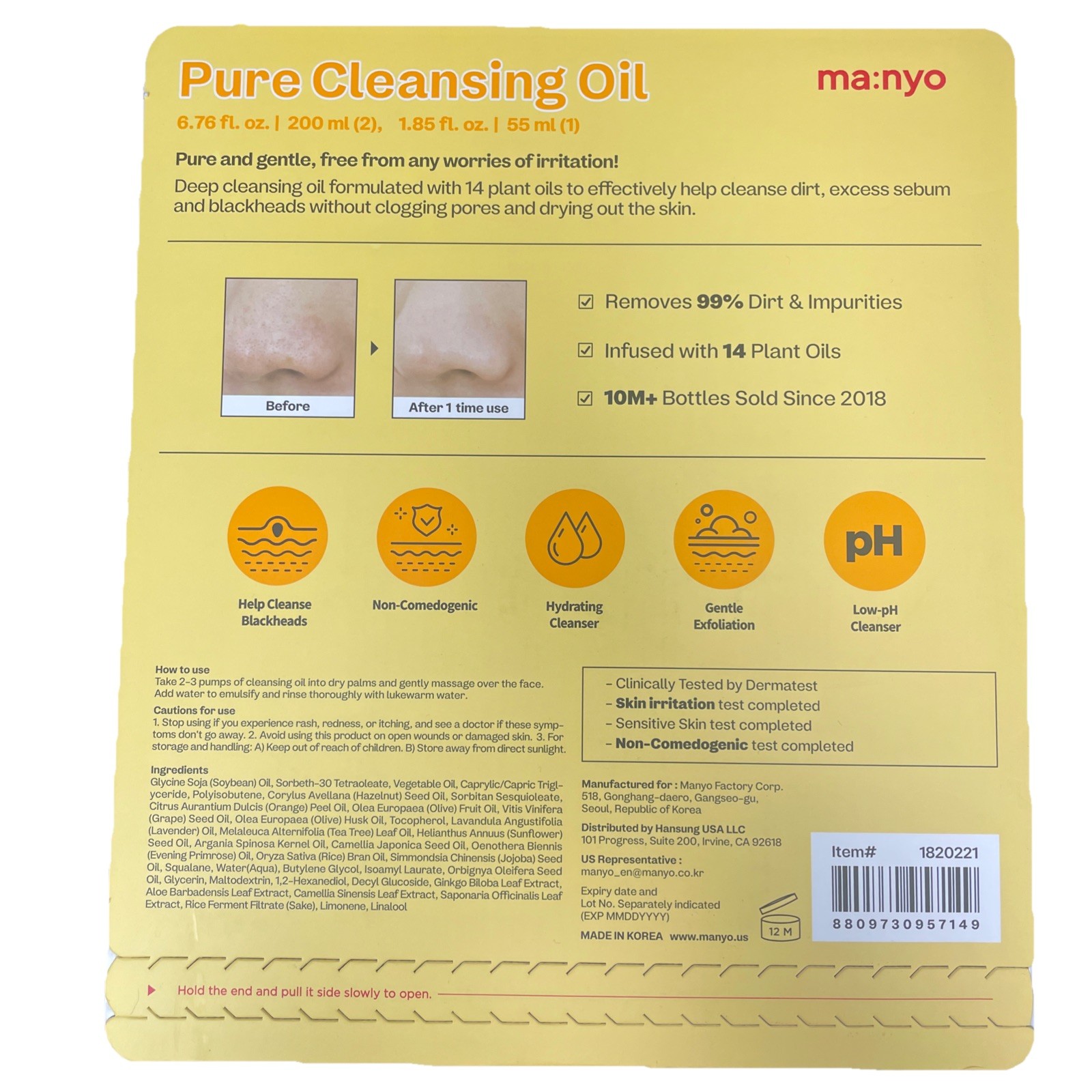 Manyo Pure Cleansing Oil 3 PC Set 6.7 oz + 1.8 pz