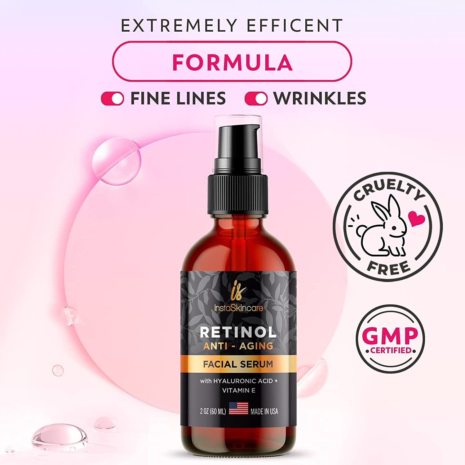 Retinol Serum For Face Anti Aging + Hyaluronic Acid Vitamin A E Aloe Vera