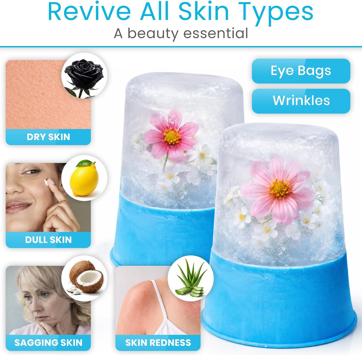 Arctic Flex Ice Roller for Face, Eyes & Neck (2 Pack) – Facial Ice Cube Roller M