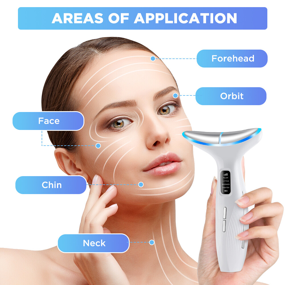 Neck Face Lifting Massager Skin Tighten Device LED and Anti Wrinkle Double Chin