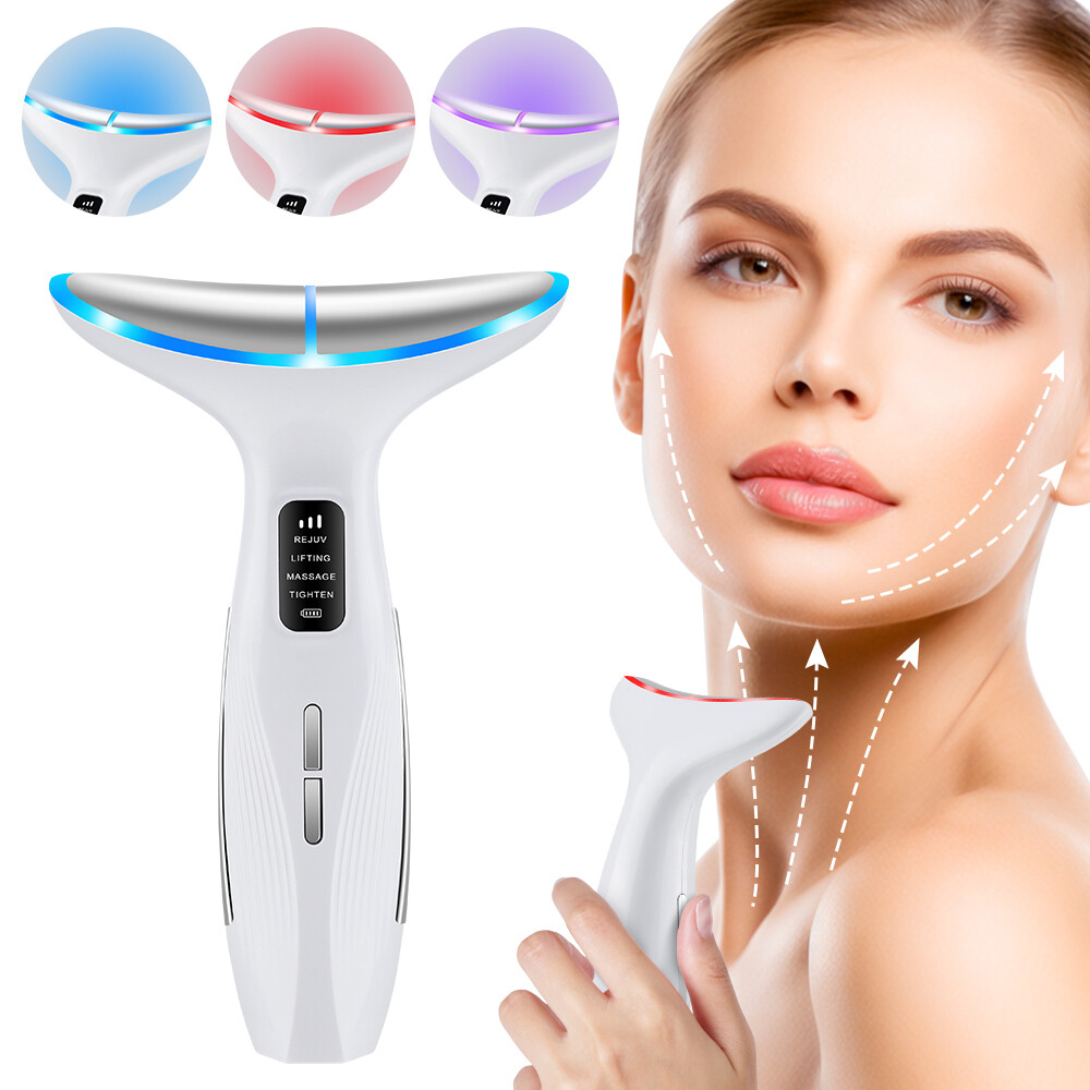 Neck Face Lifting Massager Skin Tighten Device LED and Anti Wrinkle Double Chin