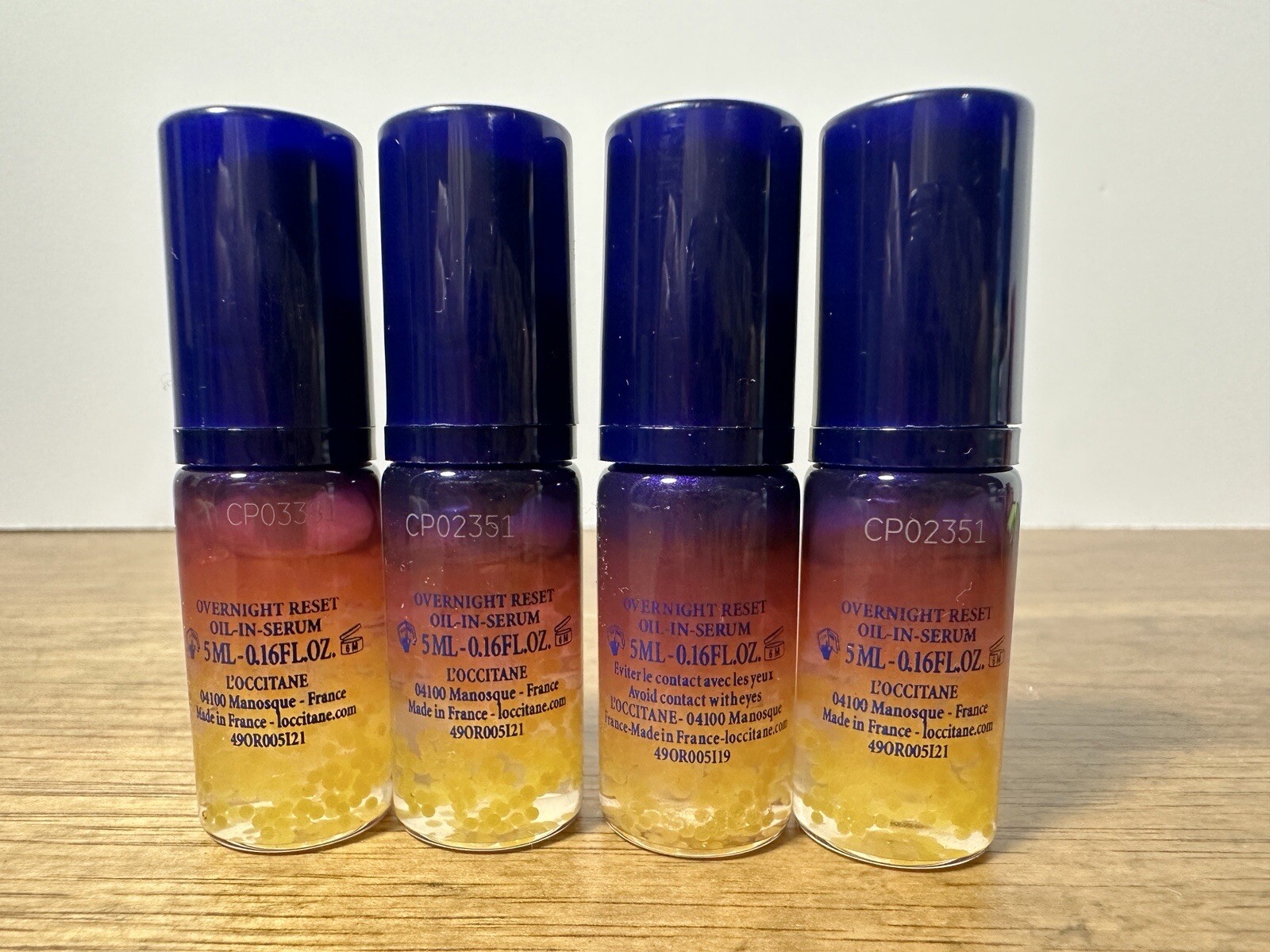 4x L’Occitane Immortelle Overnight Reset Oil-in-Serum 5mL / 0.16 oz Mini All 4