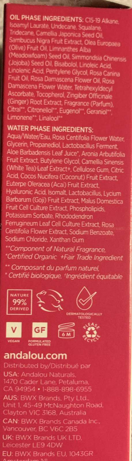Andalou Naturals 1000 Roses Fresh Dewy 2 In 1 Serum Sensitive 1 Oz- New In Box