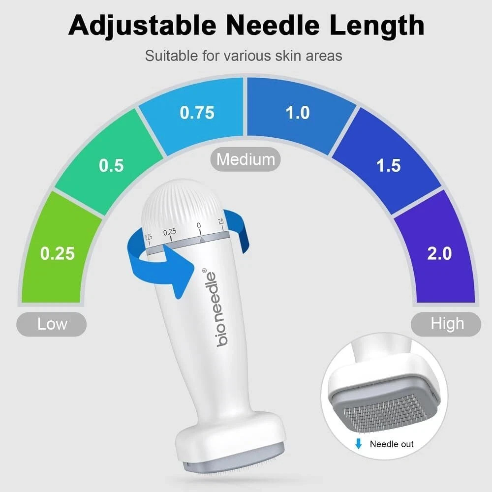 Adjustable Derma Roller Stamp Bioneedle 120Pin 0.25mm Microneedle Skin Care Tool