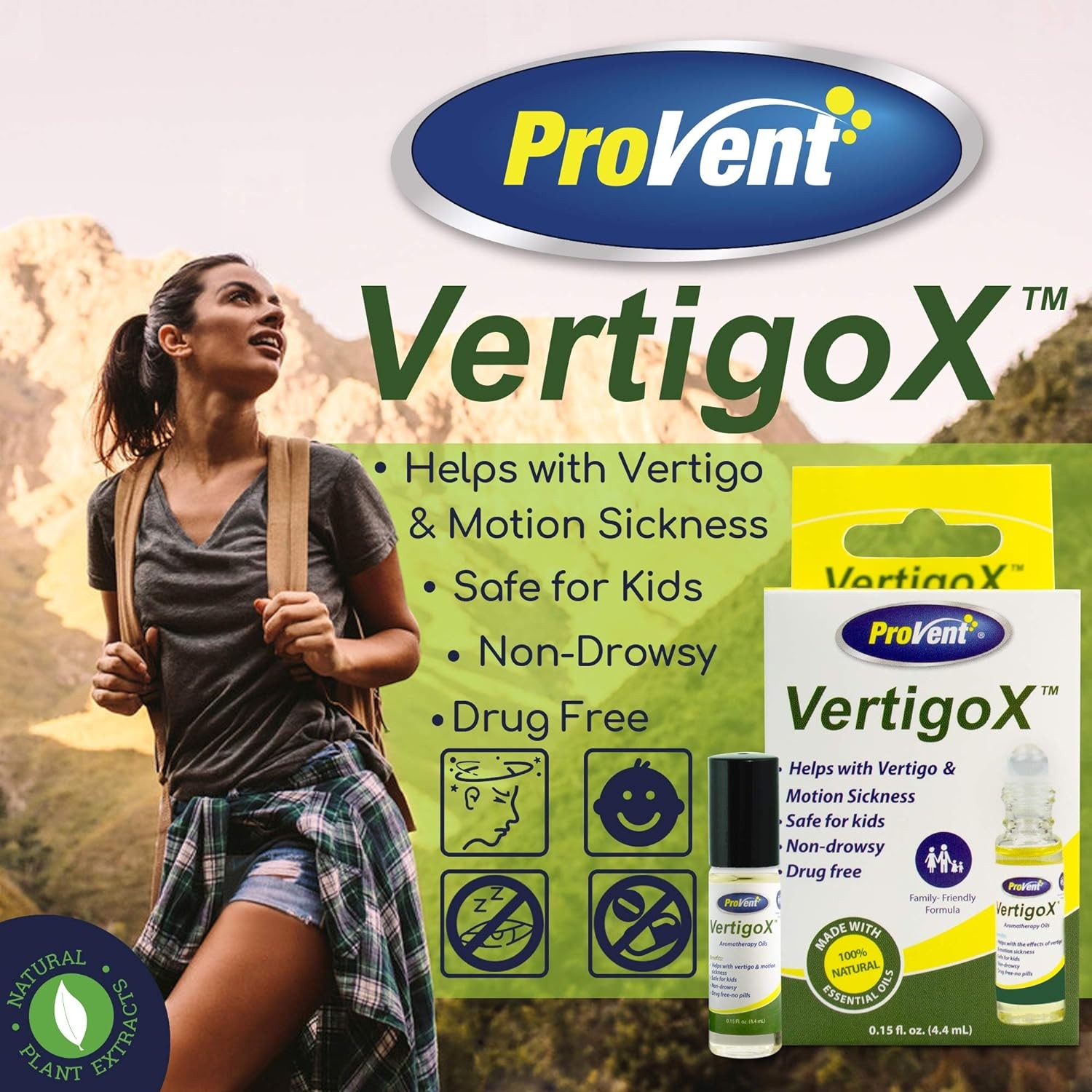 Vertigo X – All Natural Relief For Vetigo & Motion Sickness In 5 Minutes 0.15oz
