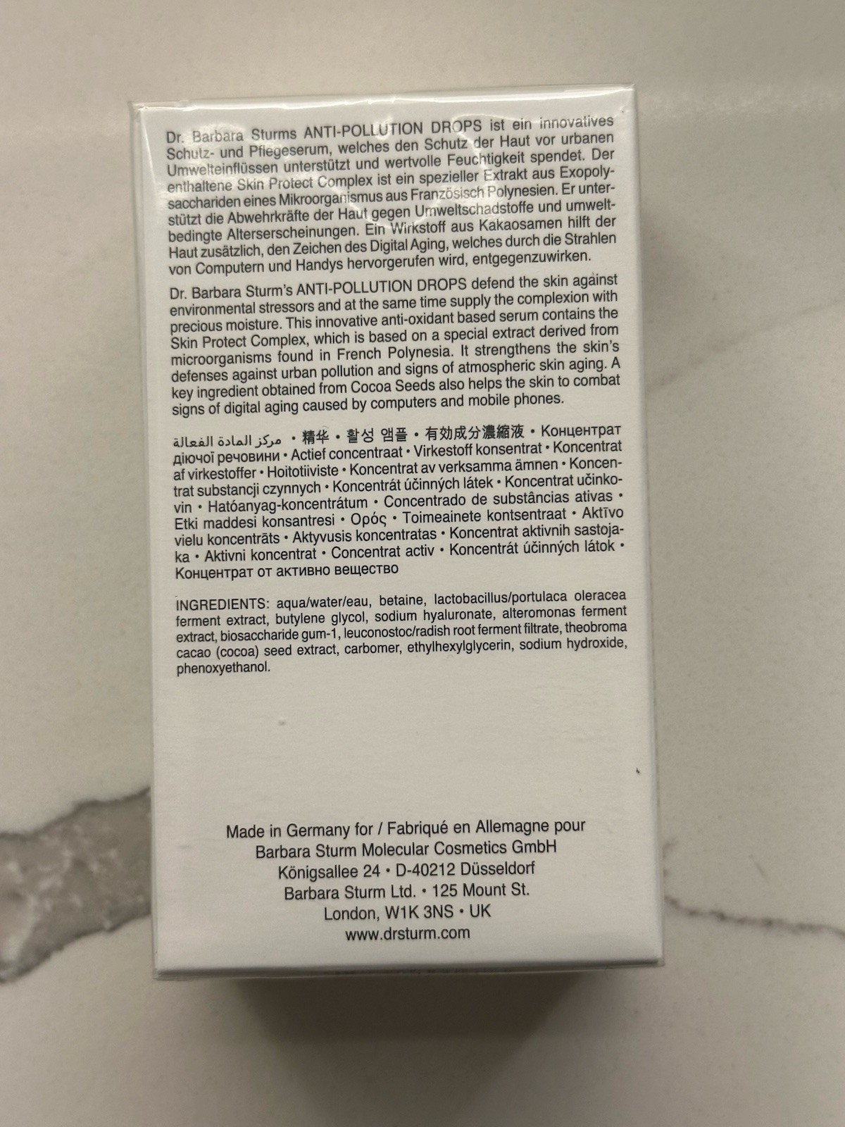 Dr. Barbara Sturm Anti-Pollution Drops 30 ml./ 1.01 oz. New Sealed Box