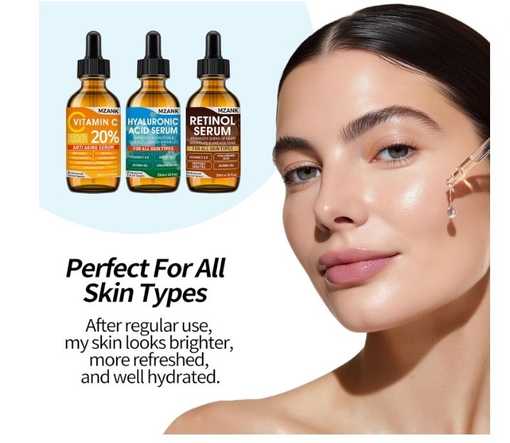 3 Pack Face Serum Set – Vitamin C, Hyaluronic Acid & Retinol
