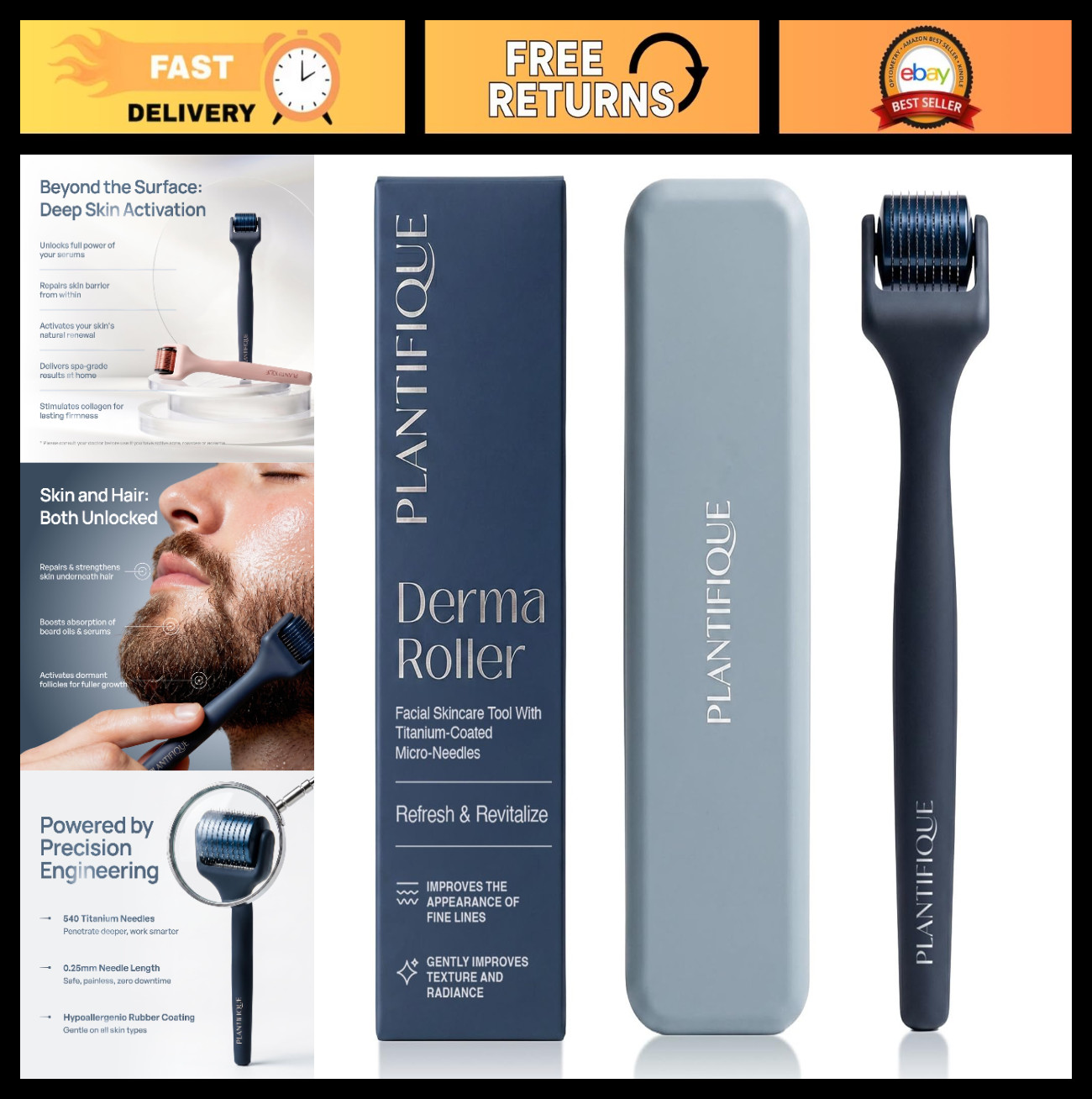 Microneedling Derma Roller for Hair Growth & Skin Renewal – 0.25mm Titanium with