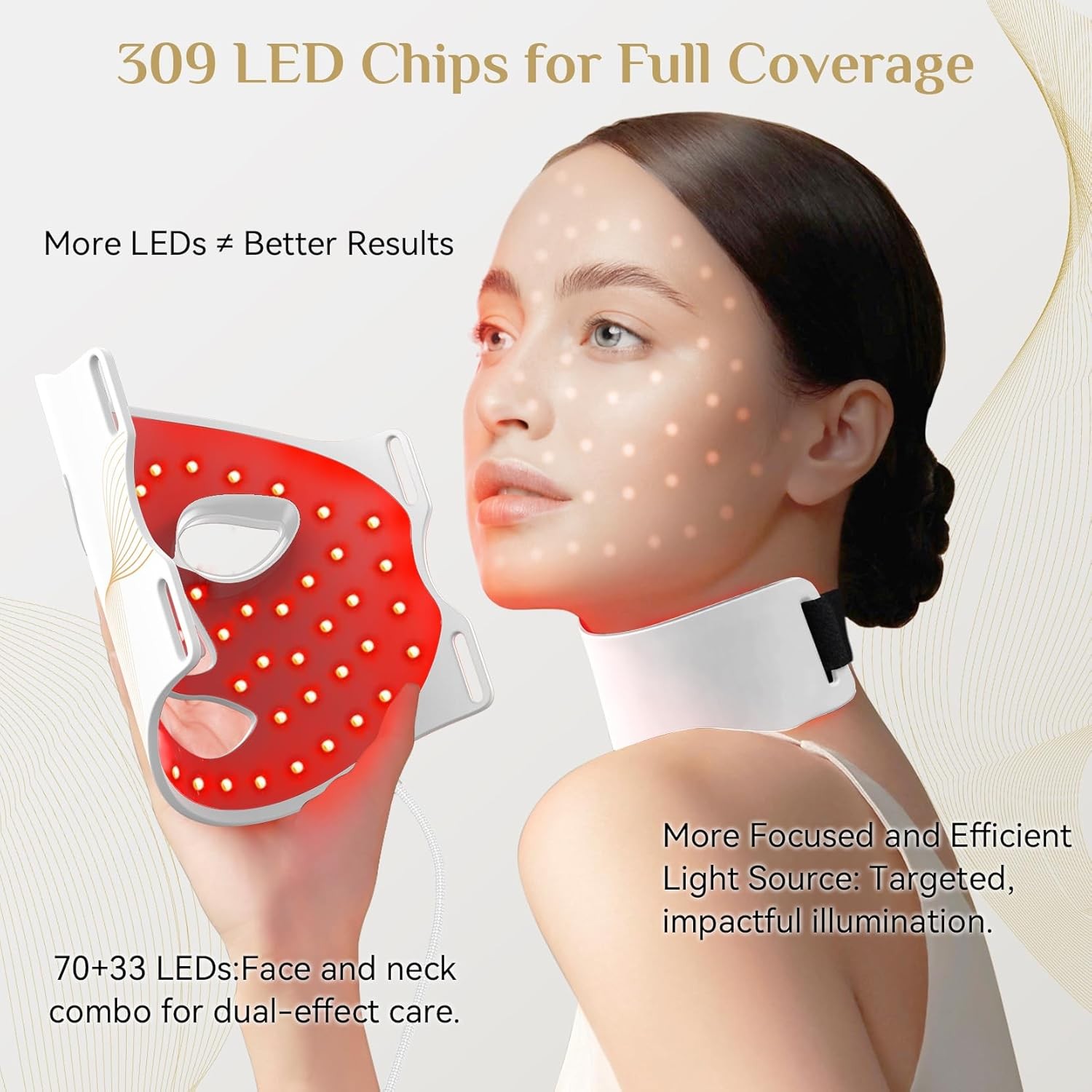 LED Light Therapy Mask Skin Care, Leds Face Mask & Neck Mask Red – Wavelength fo