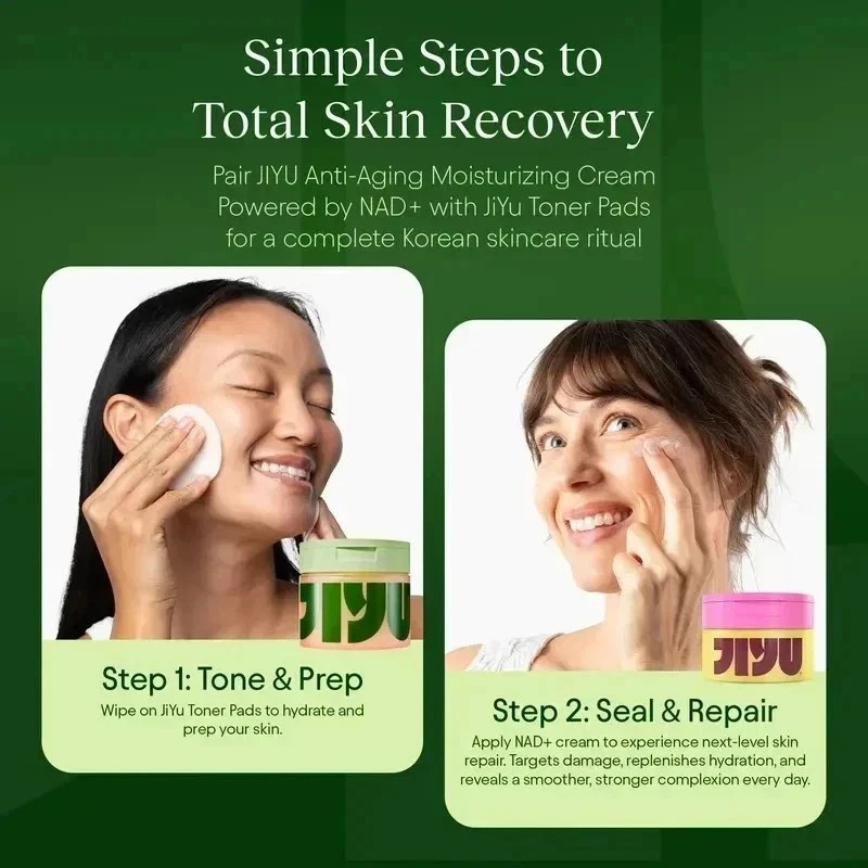 JiYu Korean Skincare Glow-Up Bundle – Toner Pads & NAD+Ant Aging Moisturizing…
