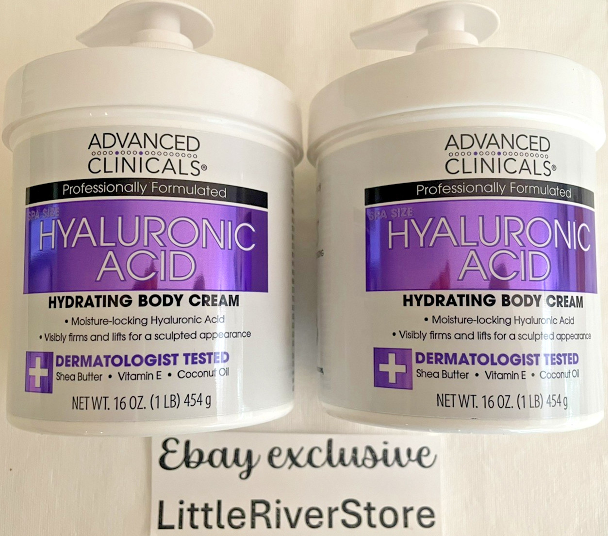 2 Pack! Advanced Clinicals Spa Size Hyaluronic Acid Cream Skin Hydrating 2 lbs