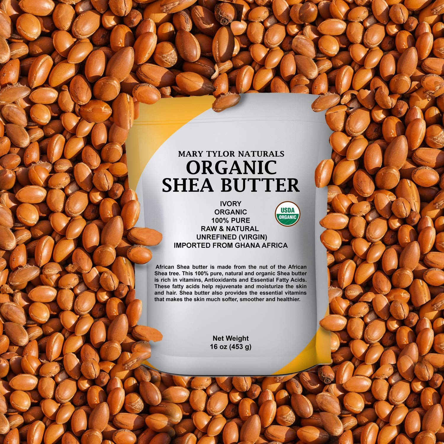 Mary Tylor Naturals Organic Shea Butter 1 Lb Usda Certified Raw Unrefined Ivory
