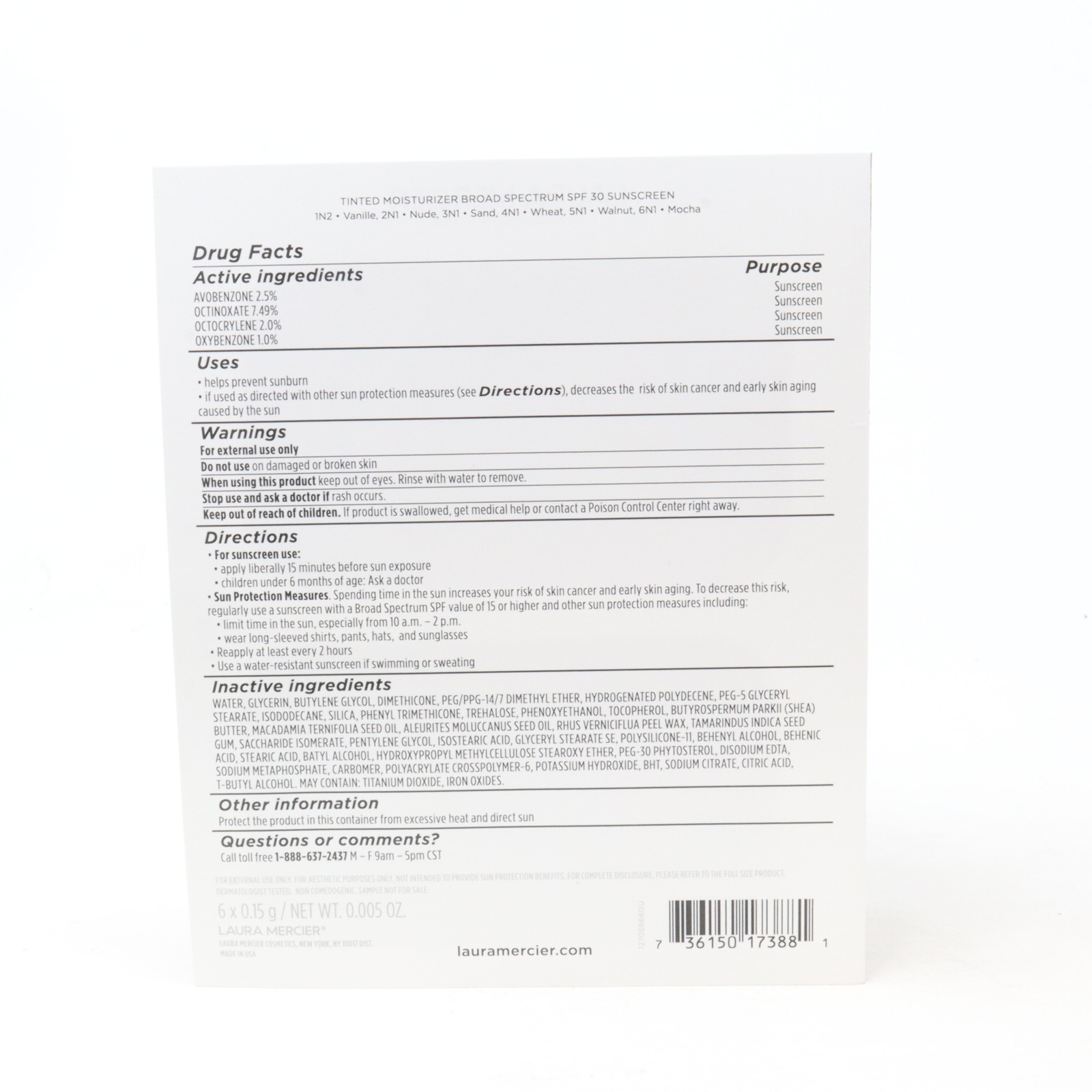 Laura Mercier Tinted Moisturizer Spf 30 Sunscreen Pack of 5