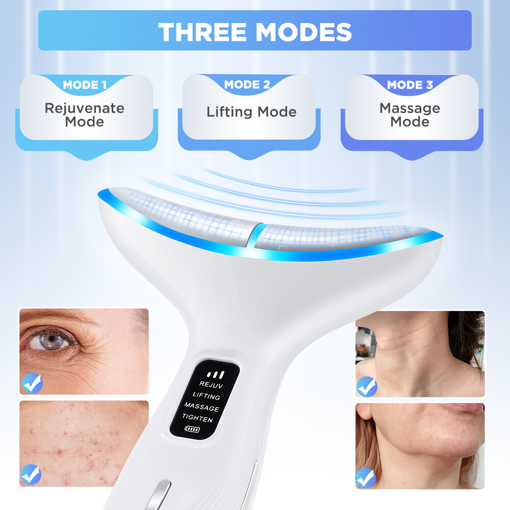 Neck Face Lifting Massager Skin Tighten Device LED and Anti Wrinkle Double Chin