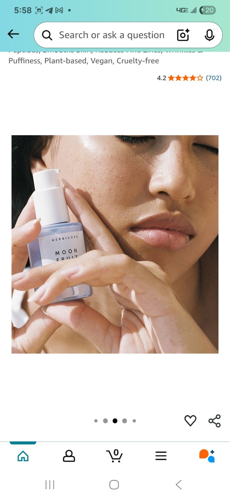 Moon HERBIVORE Fruit 1% Bakuchiol + Peptides Retinol Alternative Serum 10z