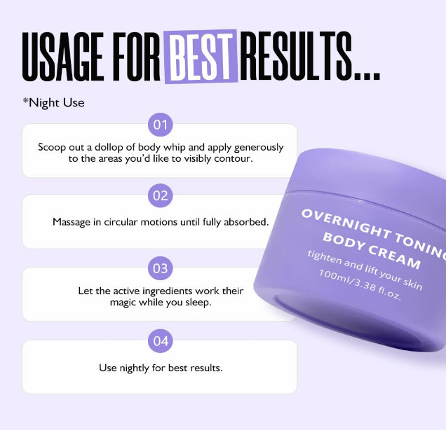 Sea-Maid Overnight Toning Body Firming Cream Anti Wrinkle Whip 3.38oz/100ml New