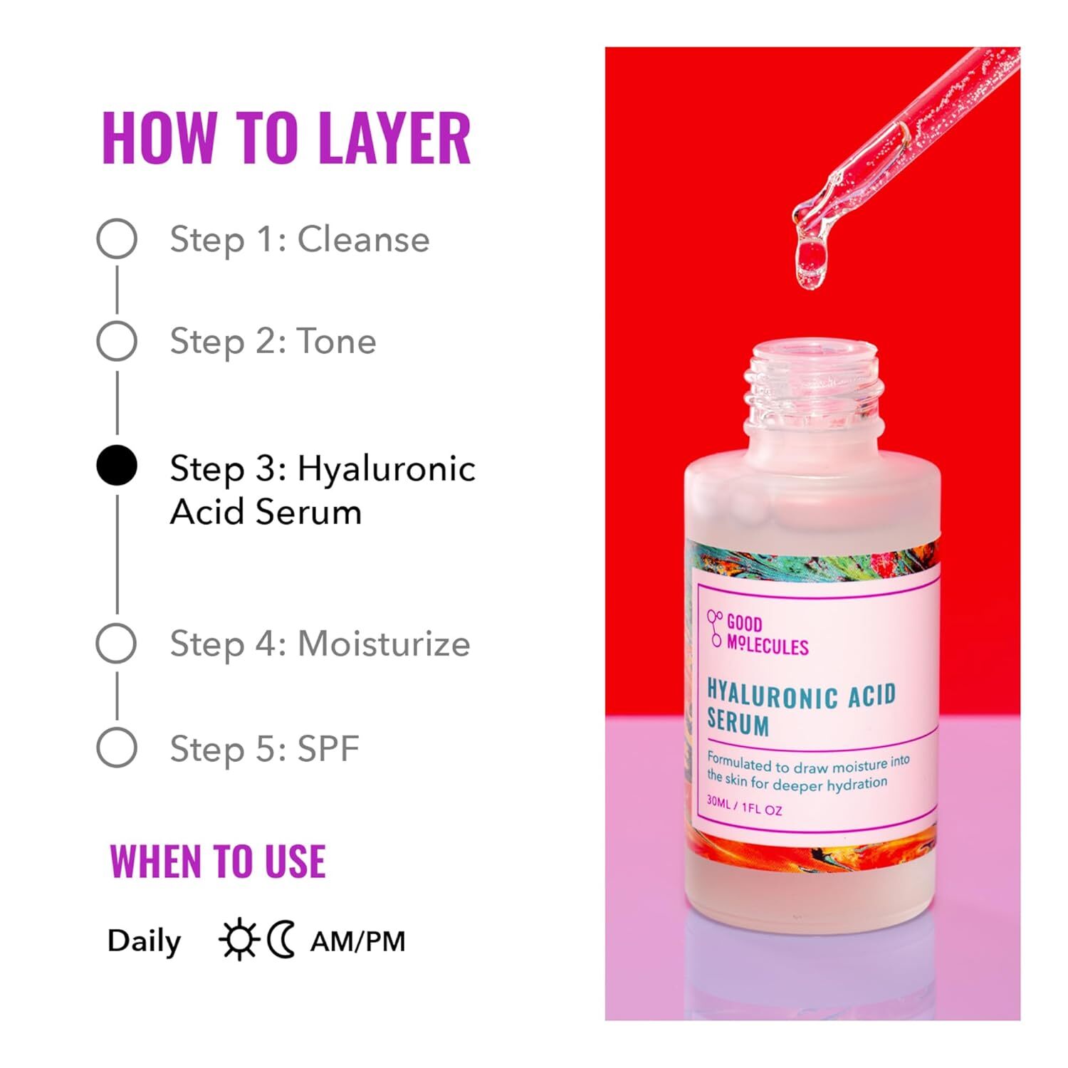 Good Molecules Hyaluronic Acid Serum – 1% Hyaluronic Acid Non-greasy