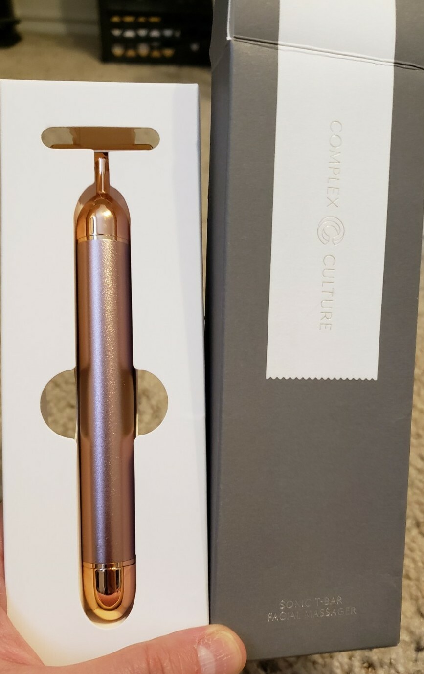 NIB COMPLEX CULTURE Sonic T-Bar Luxury Facial Massager Reduce Puffiness Tones