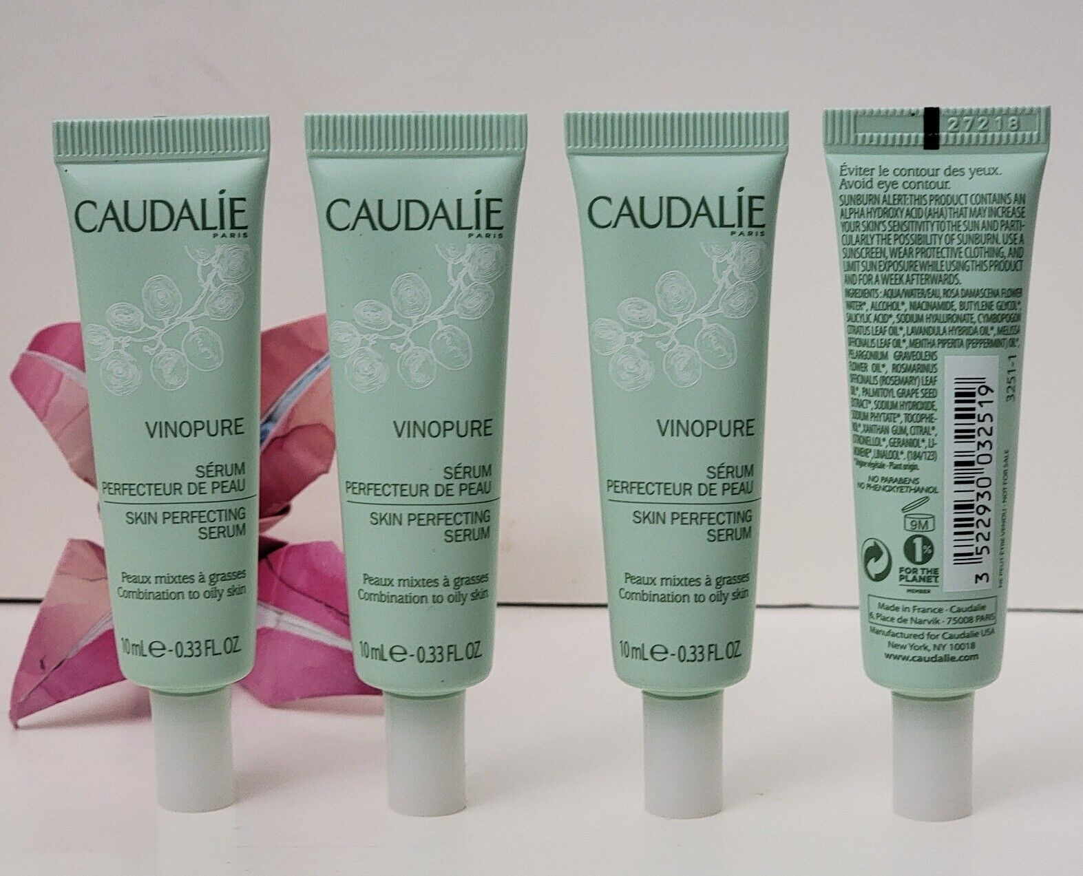4 pk Caudalie Vinopure Skin Perfecting Serum 10 ml / 0.33 fl oz MINI
