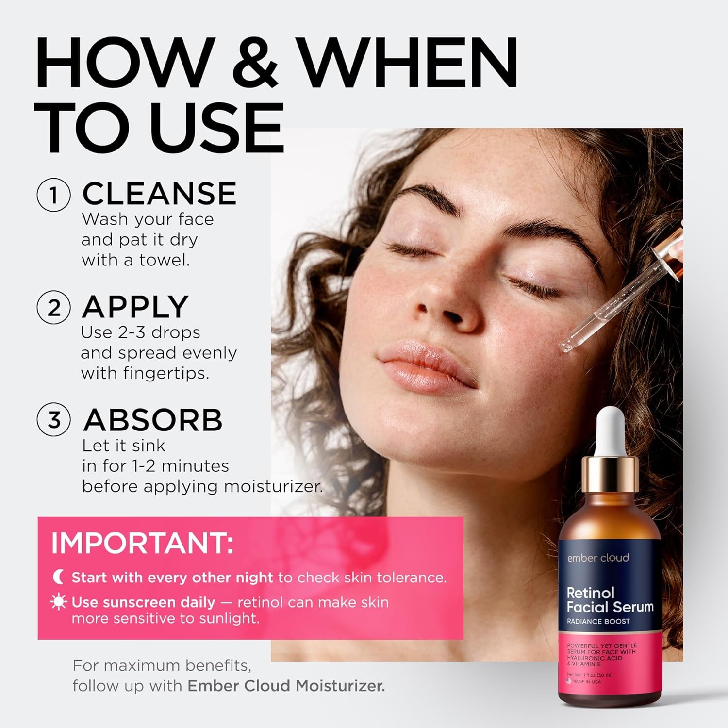 Retinol Serum for Face with Hyaluronic Acid, Vitamin E & Aloe Vera Anti-Aging Se