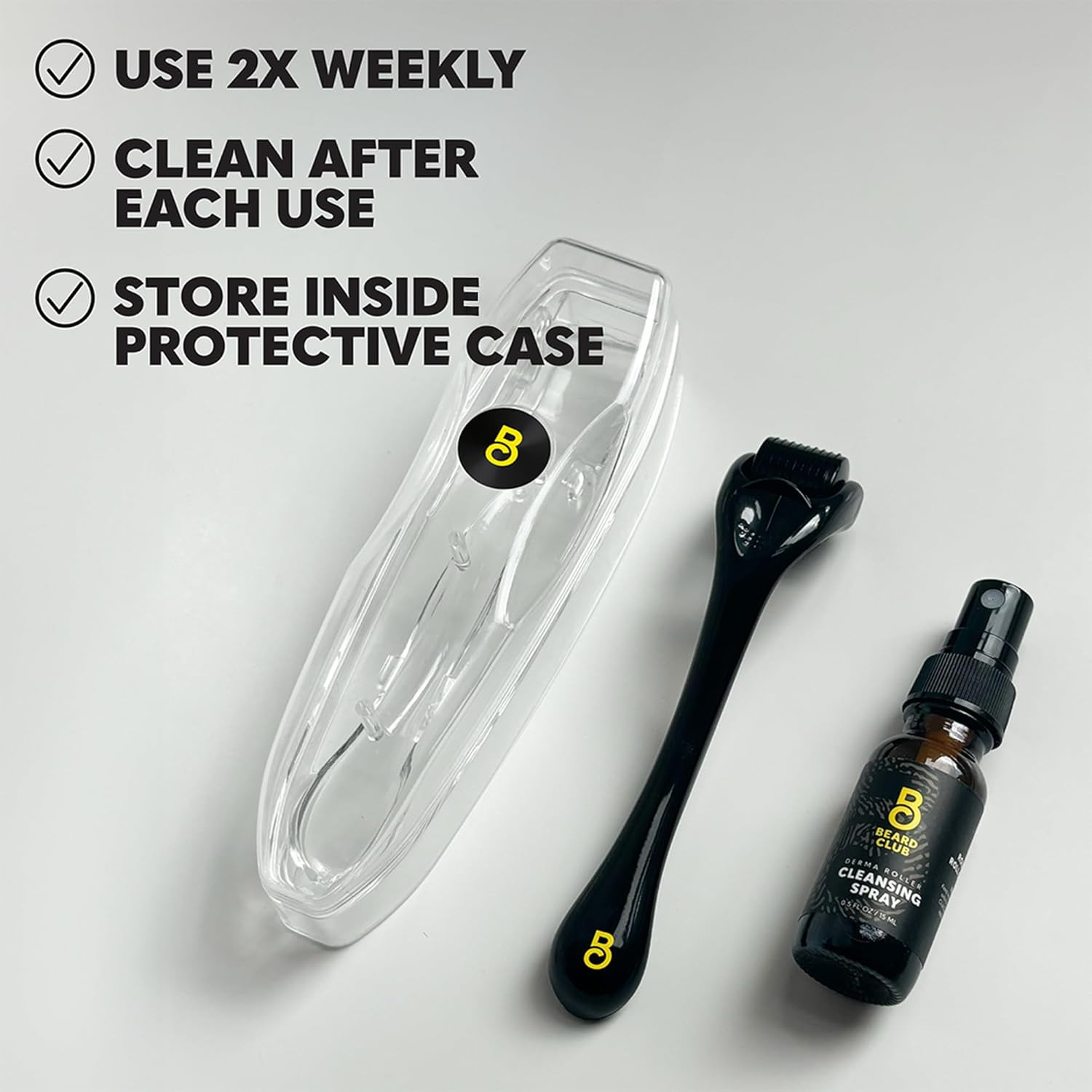 The Beard Club Derma Roller for Face, Body and Scalp – Microneedling for Men and