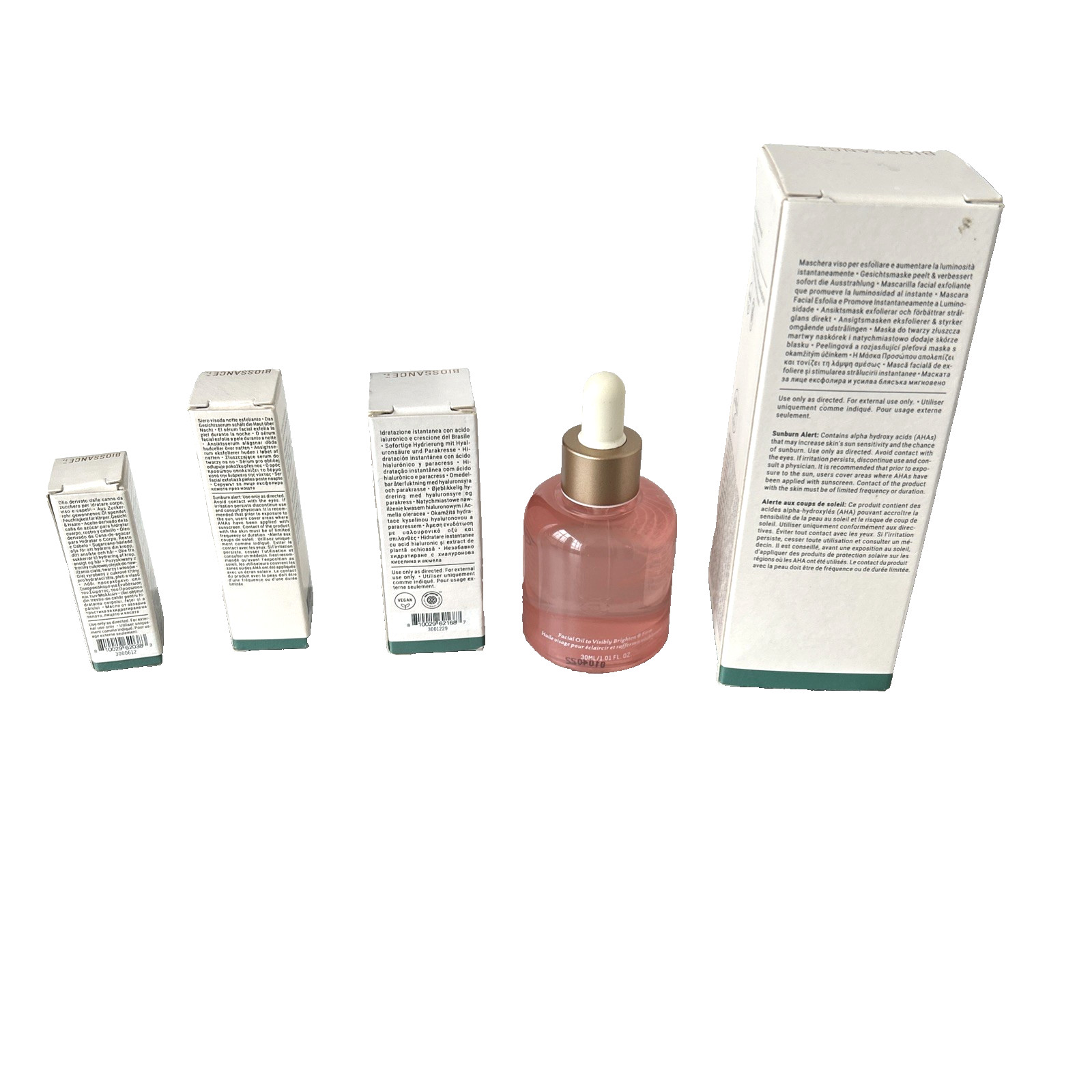 Biossance Squalane Bundle 5pcs Full Sz Mask & Vitamin C Rose Oil + 3 Travel Size