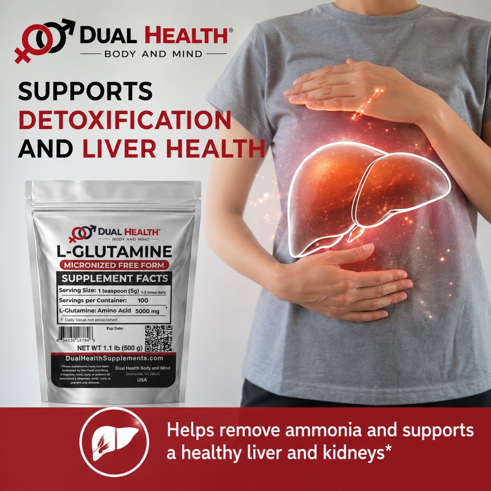L-Glutamine Powder Pure Micronized Amino Acid Bulk Supplements Gut Health Power