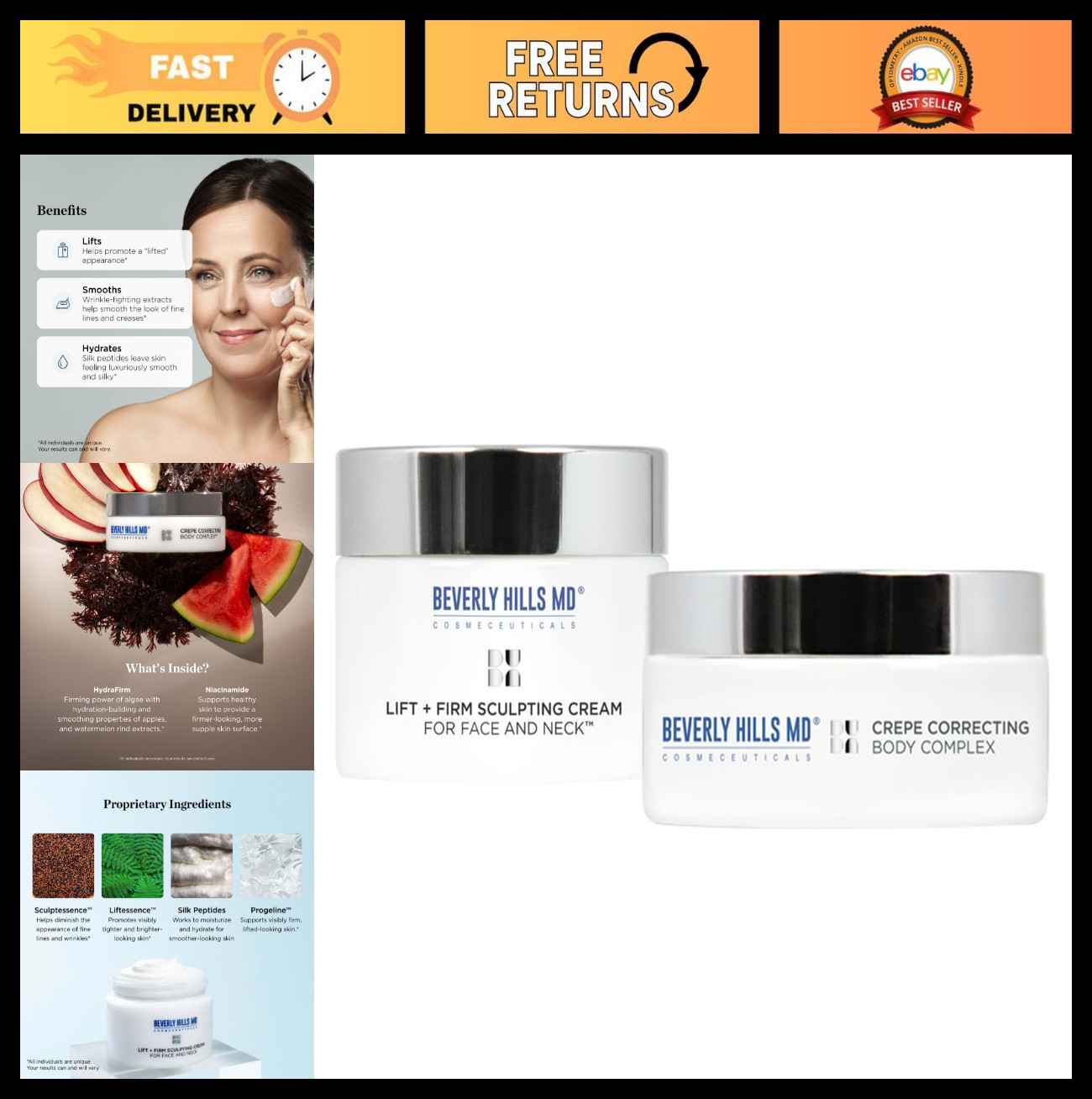 Face & Body Crepe Combo – Anti-Aging Skin Care for Face & Neck, Hydrate, Firm, L