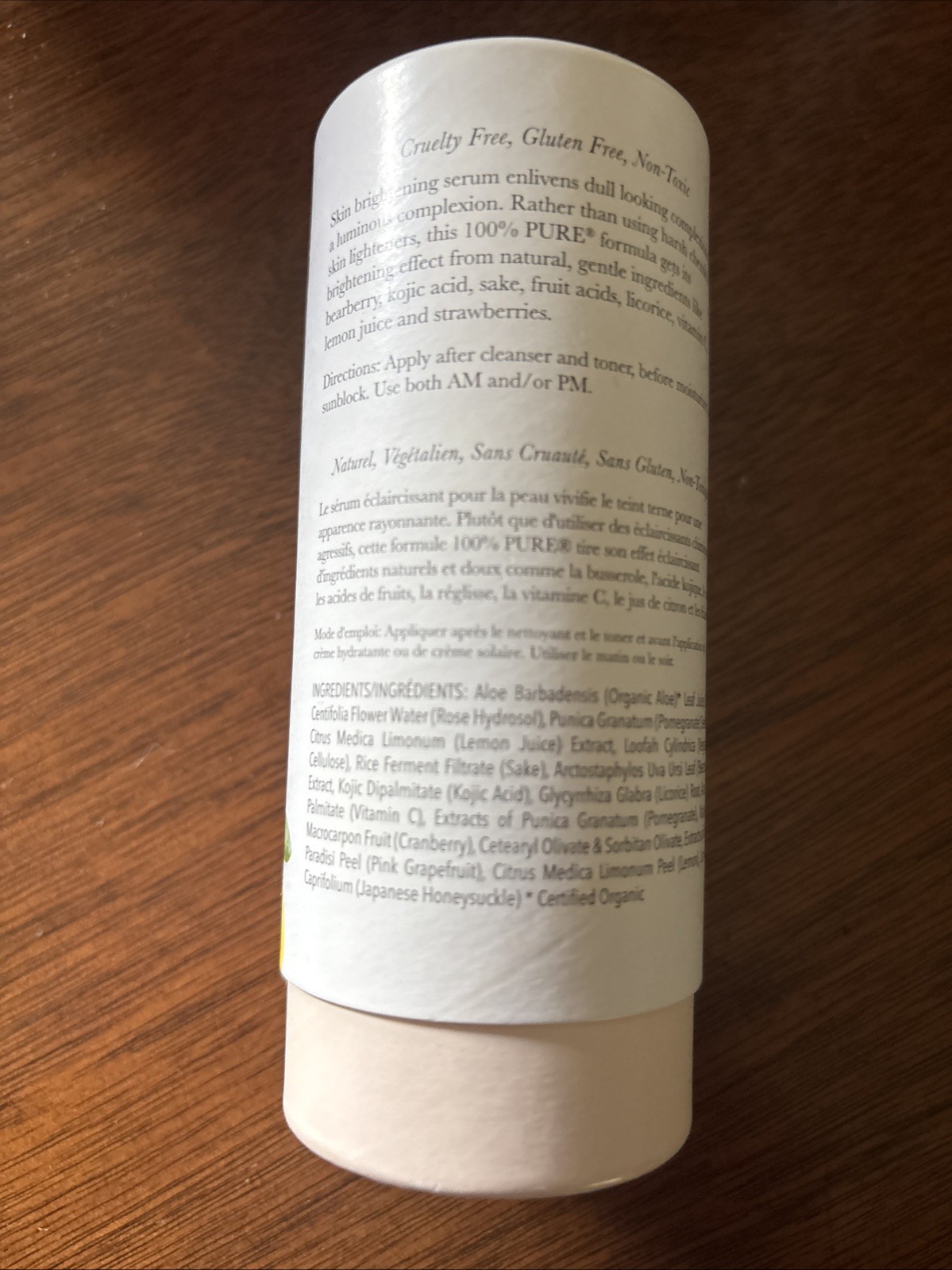 100% PURE Brightening Serum 1 fl oz / 30ml Natural Vegan Radiance Even Tone
