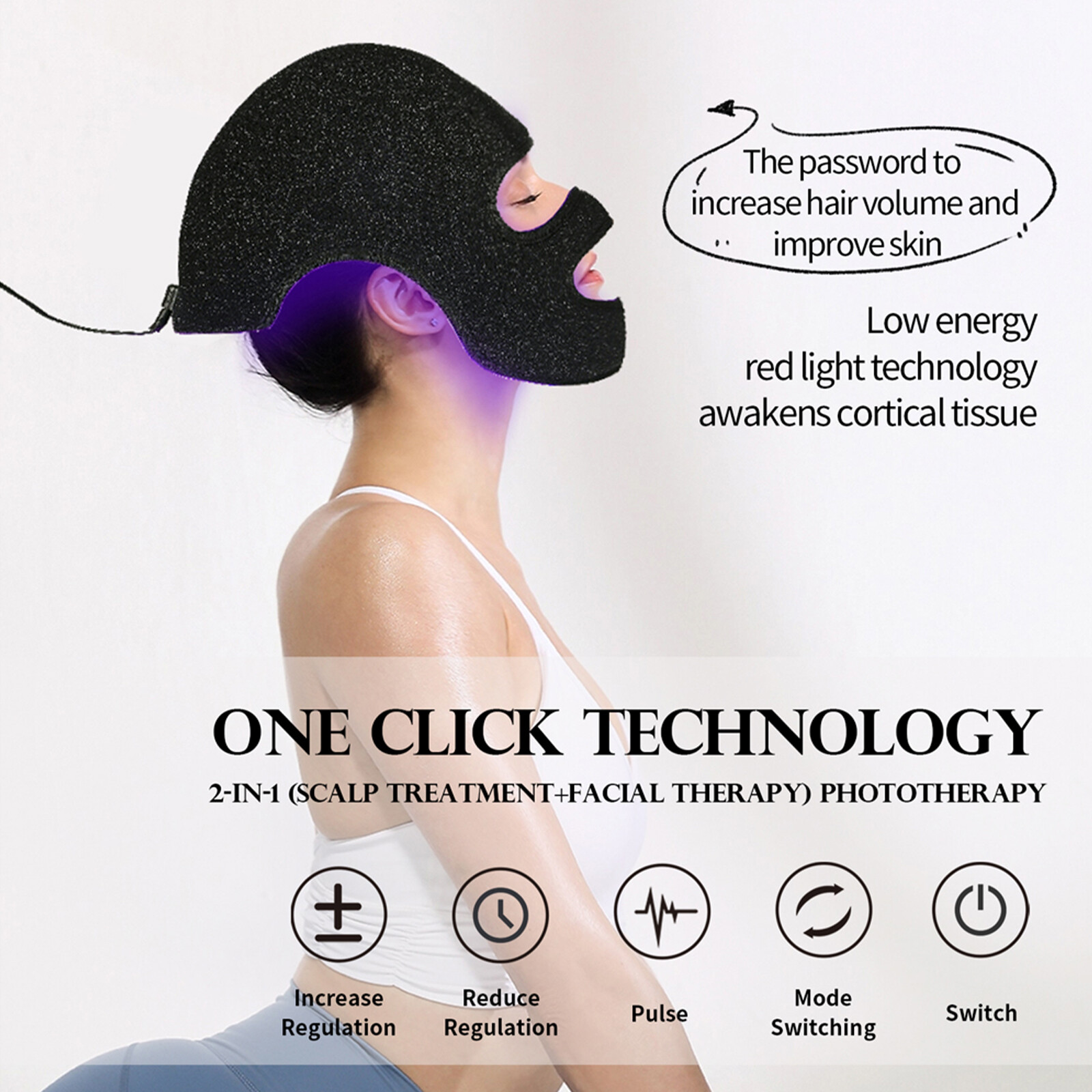 2-in-1 LED Photon Mask & Hair Growth Cap Portable Red Light Therapy NEW